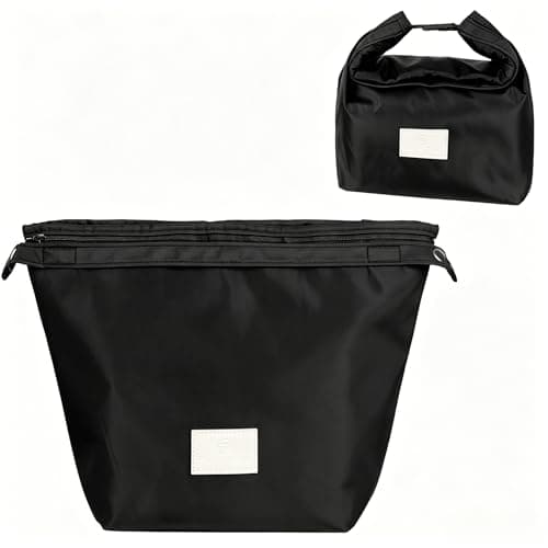 Winsegom Roll-Top Insulated Lunch Bag, 10L Waterproof Thermal Cooler Tote Bag, Reusable Leakproof Lunch Box for Men Women, Practical Food Storage Handbag for Work School Picnic Travel (Black)