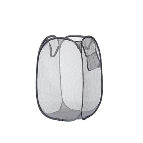 Laundry Basket, Pack Foldable Laundry Hamper Pop Up with Durable Handles, Portable Mesh Washing Laundry Bag with Handle Great for Home Kids Room College Dorm Travel（Black）