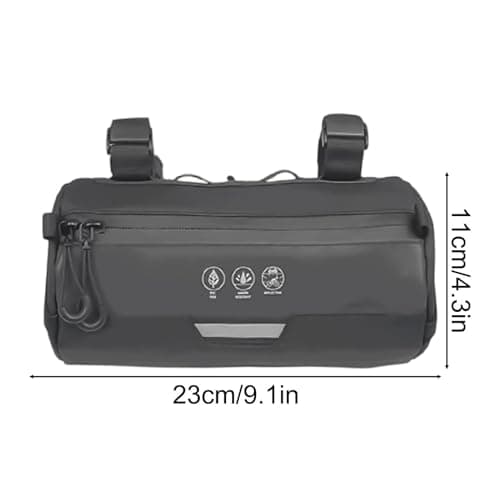 Bike Handlebar Bag, Waterproof Front Storage Pouch, 2L Cycling Carry Case, Compact Frame Mounted Organizer, Nylon Shoulder Strap Bicycle Accessory with Quick Release Mount 9.06x4.33 inches — view 2