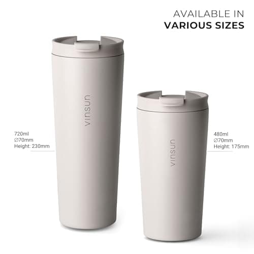 VINSUN Travel Mug with Straw 480ml, Leak-Proof Stainless Steel Thermal Mug — view 3