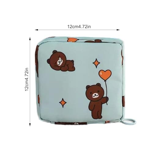 Portable Menstrual Pad Bag - Waterproof Tampon Organizer, Feminine Hygiene Pouch | Small Compact Design Backpack Purse Pocket Fit, Perfect First Period Kit Girls Teens School Bag with Inner Pocket Lin — view 5