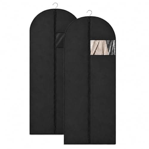 Sytinnice 2 Pack Dress Bags Covers Long 60 x 140 cm / 24 x 55 in, PEVA Hanging Garment Bags with Zipper, Waterproof Dustproof Clothes Covers for Wedding Dress, Gowns, Suits, Coats