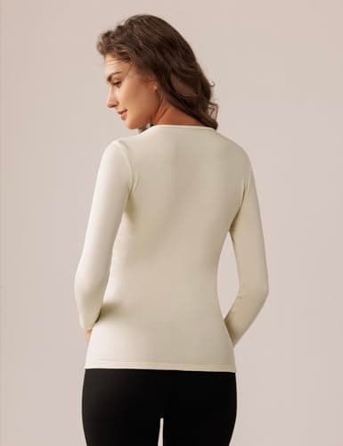 Harlamvar Women Long Sleeve Fleece Lined Breathable Base Layer Undershirt — view 3