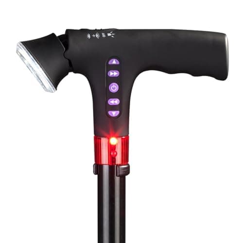 Walking Stick - Folding Cane With LED Light | Foldable Walking Stick With With Alarm Led Light Radio | Anti-slip Rubber Base Adjustable Walking Stick | Walking Sticks For Seniors, Travel, Old Age