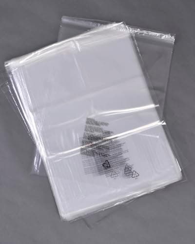 bag it Plastics 50 Clear Self Seal Clothing Packaging Bags 12" x 15" (300mm x 375mm) - Resealable Garment Bags with Printed Safety Warning - for Selling Clothes, T-Shirts & Tops — view 2