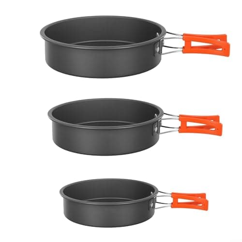Lightweight Camping Frying Pan Non-Stick Camping Cooking Pot with Foldable Handle Cookware Set for Outdoor Camping Picnic Hiking(Small)