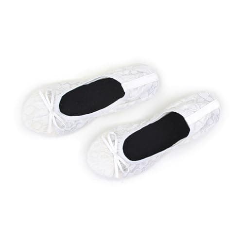 Women's Roll-Up Shoes for Weddings, Races and Special Occasions (White Lace) (White, UK Footwear Size System, Adult, Women, Numeric Range, Medium, 5, 6)