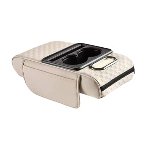 Hzoibyze Multifunctional Car Armrest Console Organizer Storage Box with Phone Holder Suitable for Car Travel, White — view 6