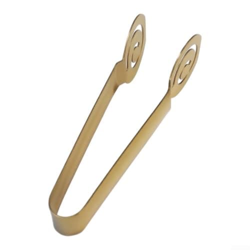 Spring Assisted Stainless Steel Tong for Tea Bag Compression and Gentle Handling of Bread Grilled Meats and Vegetables (Gold)