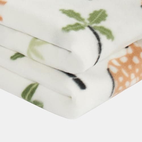 OHS Kids Fleece Blanket Safari Animals, Throw Blanket Super Soft Decorative Bed Throw Sofa Blanket Comfy Fleece Throw Thermal Blanket, White 120x150cm — view 3
