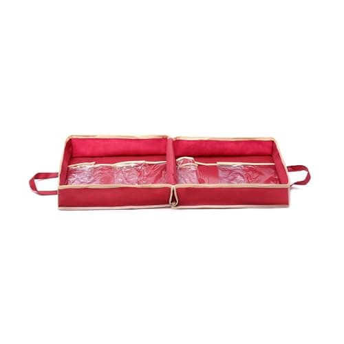 Foldable Travel Shoe Storage Bag – Portable Organiser Holds Up to 6 Pairs – Dustproof Zip Case with Handles – Compact Luggage Packing Solution for Home or Holiday – Multiple Colours (Red) — view 4