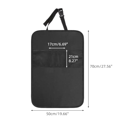 Car Back Seat Protector, 2 Pack Car Seat Kick Mats & Protector, Waterproof Seat Back Protectors with 3 Storage Pockets, Anti-Kick Scratch & Stain Resistant, 70 x 50cm (Black) — view 3