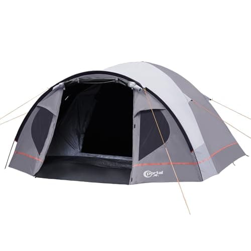 Portal 4 Man Blackout Tent with Porch Camping Tent for 3 to 4 Persons with Sewn-in Groundsheet 4000mm Waterproof Festival Tent Lightweight Dome Tent for Outdoor Backpacking Hiking