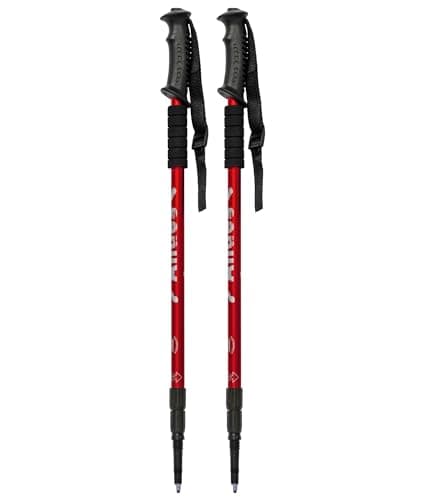 Andes Telescopic Extending Adjustable Antishock Hiking/Walking Poles Red — view 2
