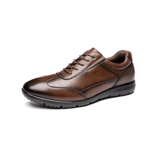 Poerkan Men's Lightweight Business Sneakers - Arch Support, Odor-Resistant & Anti-Fatigue for All-Day Walking | Physical Therapist Recommended Brown