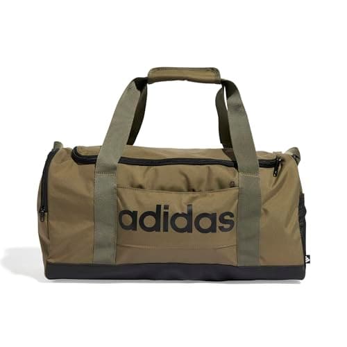 adidas Unisex Essentials Linear Duffel Bag Duffel Bag, Olive strata/Black, S