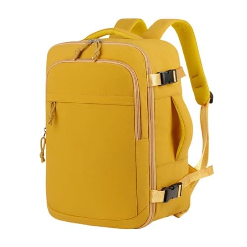Treer Ryanair Cabin Bags 40x26x20 Underseat Travel Backpack Cabin Bag Carry on Water Resistant Hand Luggage for Airplanes, Multiple Pockets Comfort Rucksack for Men Women (Yellow,40x26x20cm)