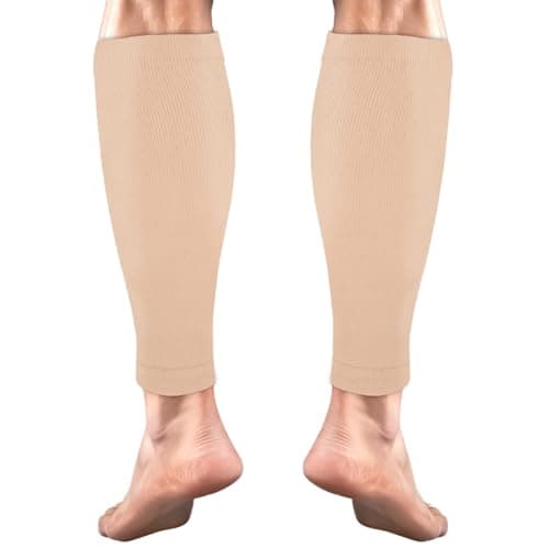 ACWOO Calf Support Compression Sleeves for Women Men, 1 Pair 15-21mmHg Class 1 Shin Splints Brace Support for Torn Muscle Pain Relief, Cramps, Sprains, Footless Leg Socks for Running Sports Flight