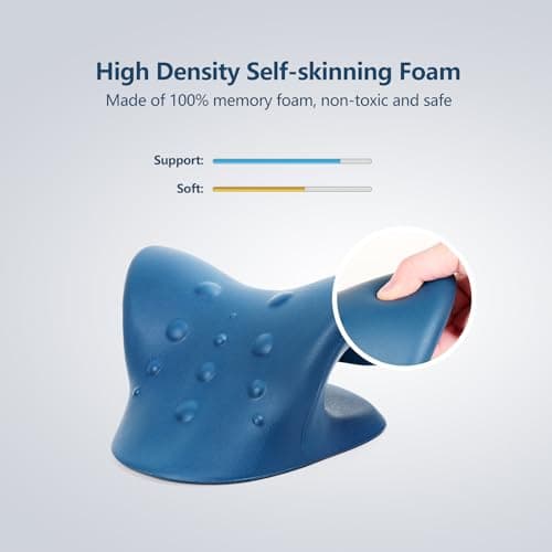 Neck Stretcher for Pain Relief, Neck and Shoulder Relaxer, Cervical Traction Device for TMJ Pain Relief and Cervical Spine Alignment Neck Curve Corrector, Chiropractic Pillow (Dark Blue) — view 5