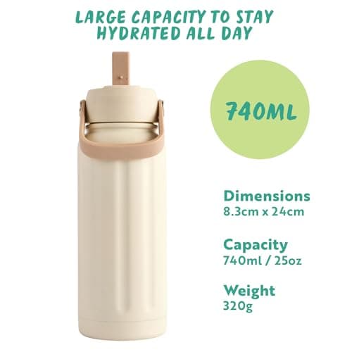 Polar Gear 740ml Insulated Water Bottle with Straw Double Wall - Cream — view 4