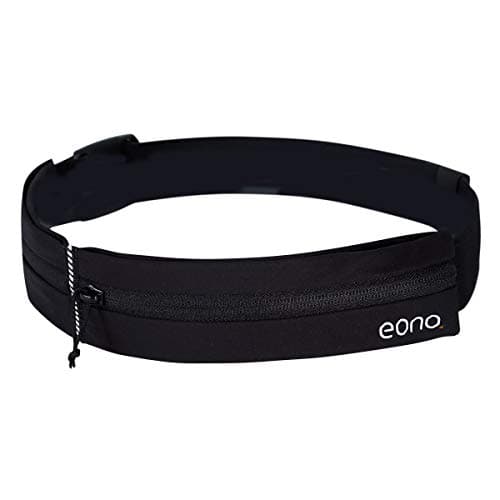 Eono Water Resistant Running Belt with Adjustable Elastic Strap, Large Capacity Running Waist Pack for Workouts, Exercise, Cycling, Walking, Travel & Outdoor Activities (Black)