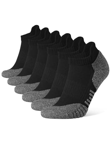 CLOSEMATE 6 Pairs Sport Trainer Ankle Socks for Men(6Black,Size M)