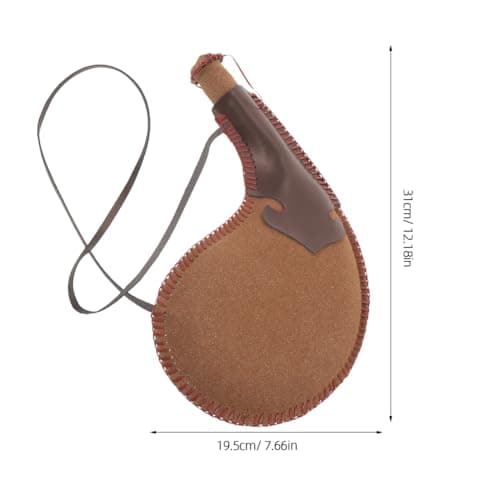 Cabilock Leather Water Canteen, Traditional Ancient Design Portable Water Carrier, Eco-Friendly Sealing Drinks Storage Bladder Bag for Outdoor Activities, Coffee Color — view 2
