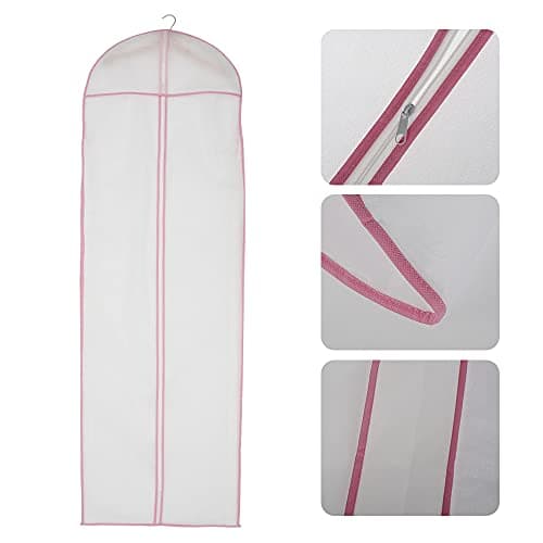 2pcs Wedding Dress Bags, 180cm/70.8inch Non-woven Bridal Dress Cover Bag with Zips Long Full length Breathable Garment Bags Covers for Long Dress Dance Costumes Suits (2pcs) — view 3