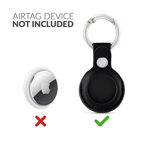 Tirita Personalised Case Keyring Holder Compatible with Apple AirTag 1 & 2 - Leather Case with Key Ring for Apple Air Tag [08- Gold Monogram Roses on Black] — view 4