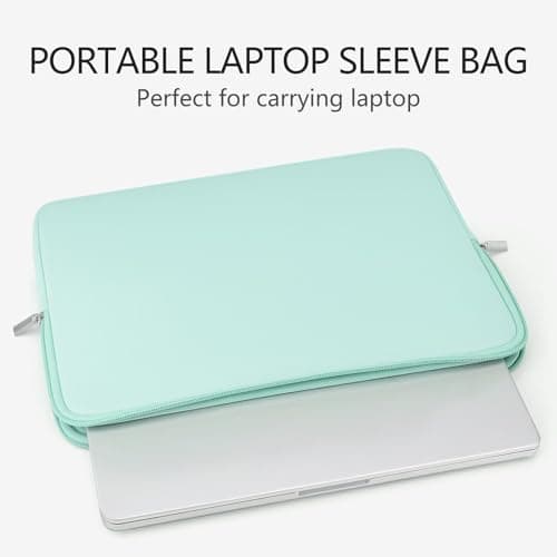 RAINYEAR 16 Inch Laptop Sleeve Case with Accessories Pouch, Mint Green — view 2