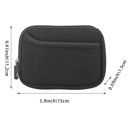 Capiant 2 PACK Small Neoprene Zipper Pouch, Mini Tech Organizer, Water Resistant, Black, for Cables, Coins, Accessories — view 2