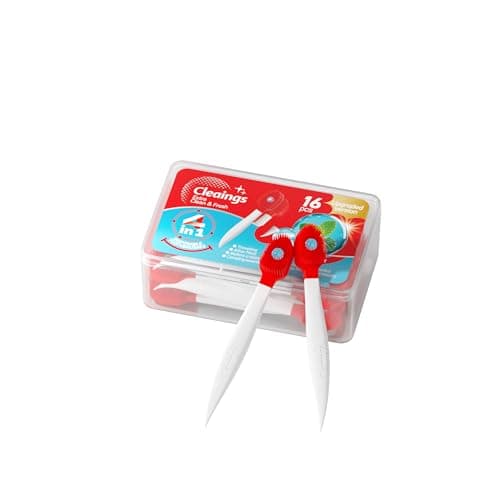 Cleaings Travel Toothbrush 4-in-1 Mini Disposable Toothbrush with Toothpaste 16 Count, Upgraded Design, No Water Needed, Ultra Soft Bristles, Portable with Tongue Cleaner & Toothpick, Mint