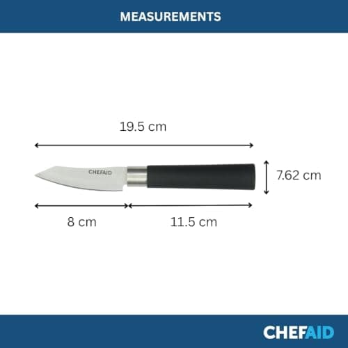 Chef Aid Stainless Steel Paring Knife, 3 Inch – Soft Grip Handle for Precision Cutting, Ideal for Peeling and Detailed Food Prep — view 3
