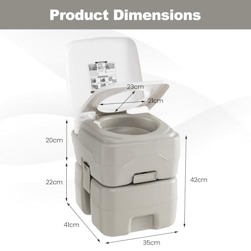 TANGZON Portable Camping Toilet, 20L Chemical Toilet with Flush Pump — view 5