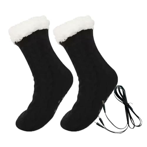 USB Heated Floor Socks Slippers Indoor Non-Slip Winter Foot Warmer Heating Footwear Fleece Knit Socks for Women Men — view 2