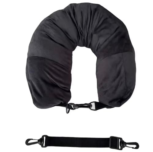 Stuffable Empty Neck Pillow for Travel, Storage Bag,Multifunctional Stuffable Travel Pillow with Adjustable Straps, Soft Neck Pillow, Fillable for Extra Luggage (Black)