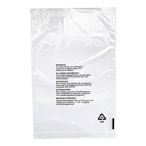 JeeJaan® 100 Pcs of Clear Polypropylene Bags 9 x 12 in Opp Mailing Bags 230 x 305 mm Plastic Envelopes for Clothes with Safety Warning — view 5