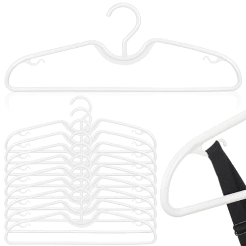ibasenice 10 Pack White Short Neck Hangers, Non Slip Clothes Hangers