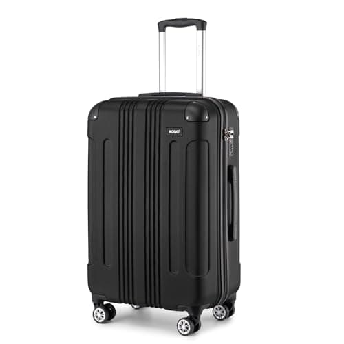 Kono 24 Inch Medium Hard Shell Suitcase ABS Lightweight Luggage(Black)
