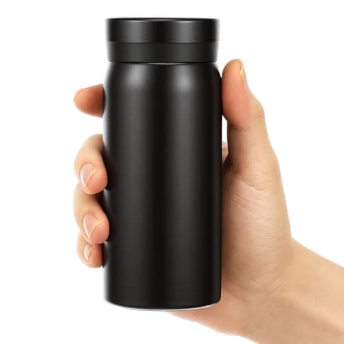 Mini Insulated Stainless Steel Water Bottle, 200ml Leak Proof Travel Tumbler for Coffee Tea Hot and Cold Beverage,Portable Pocket Flask for Adult and Kid Home School Office Camping(Black)
