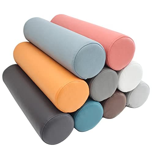 YUR Cylinder Foam Neck Bolster Cushion with Non-Slip Velcro,Pillow for Neck Back Lumbar Spine Knee Support Cushion for Sofa/Chair/Car,Pain Relief, Brown, 12x40cm — view 2