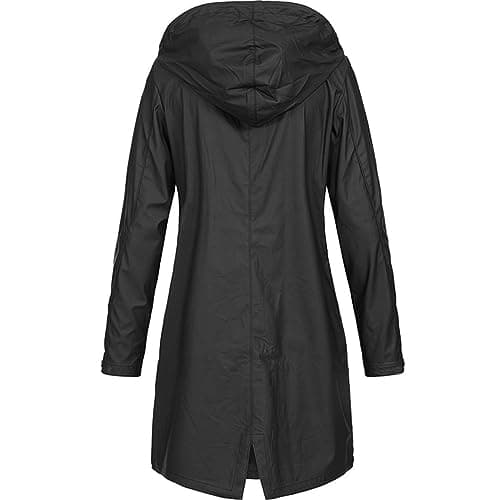 duxyoz Black Women'S Plus Size Hooded Raincoat Outdoor Jacket Waterproof Raincoats With Hood Lightweight Packable Windbreaker Windproof Raincoat With Pockets L — view 2
