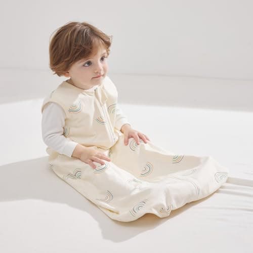 Duomiaomiao Baby Sleeping Bag 1.0 Tog Sleep Sack, Baby Sleeping Bag 100% Cotton All Years Round Baby Wearable Blanket Unisex Toddler Newborn Sleep Bag 0-6 Months, Rainbow — view 5