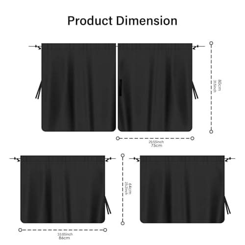Car Window Curtains - 3 Piece Sunshade Screen Set, Light Blocking Privacy Shades | UV Protection Window Cover Panels, Automobile Interior Accessory Camping Travel Sleep Shade Kit — view 6