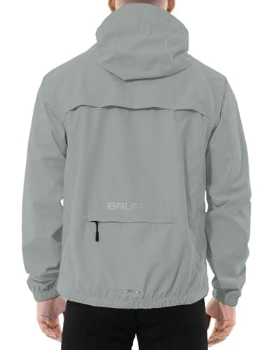 baleaf Waterproof Jacket Mens Cycling Jackets Reflective Running Outdoor Rain Coats Lightweight for Men Walking Hiking Packable Grey XL