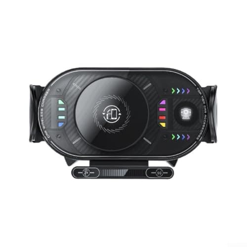 Compact Foldable Car Charger Mount 15W for Travel(Black with light)
