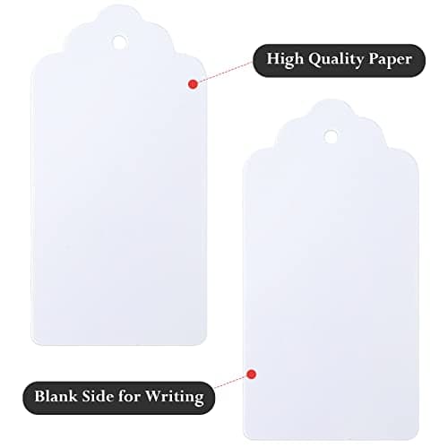 G2PLUS Paper Gift Tags: Large Plain Labels with String, 5x10cm White,100PCS — view 3