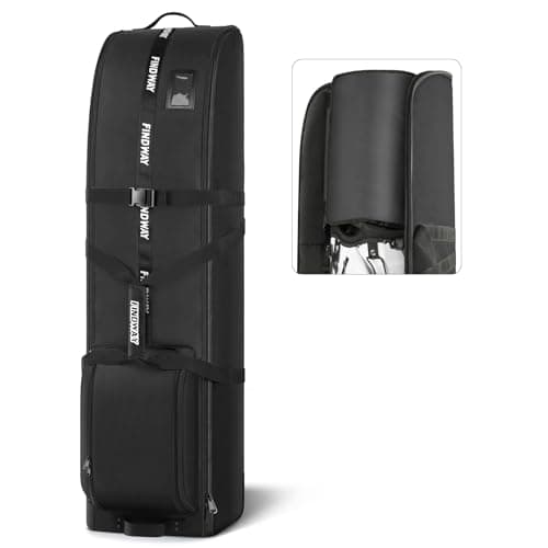 Findway Golf Travel Bag with Wheels, Waterproof, 900D Heavy-Duty Oxford, Premium Padded Flight Case with Removable Pad for Airline Club Protection (Black)