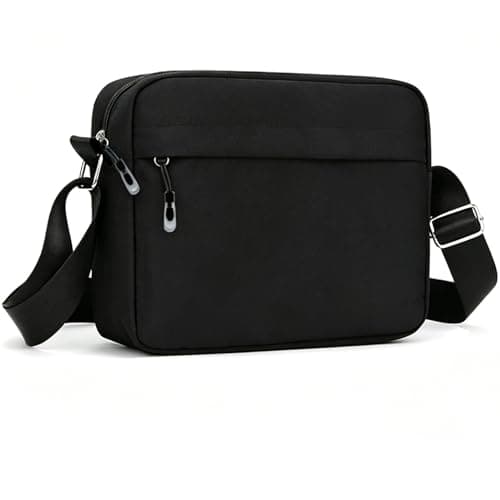 Veyarien Mens Cross Body Bag, Small Messenger Shoulder Man Bag with Zipper and Adjustable Strap, Waterproof Oxford Crossbody Bags, Casual Man Bags for Men Working Travel Daily (Black) (Black 2)