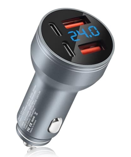 AIYEEN 126W All-Metal USB-C Car Charger, 4-Port Fast Car-Chargers Adapter with Dual PD 45W & Dual QC3.0 18W USB A, Multi Device USB Charger for iPhone, Samsung, Laptop, 12V/24V Cars & Trucks, Grey